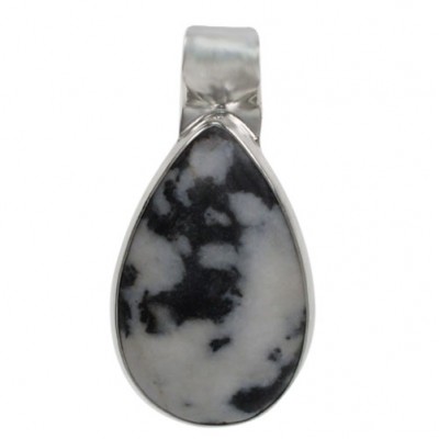 Teardrop Zebra Stone Pendant, Sterling Silver